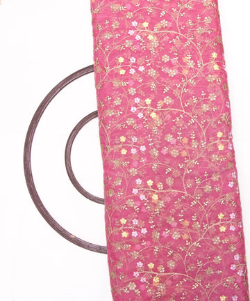 Organza Silk Floral Sequin Embroidery Fabric